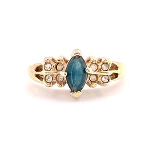 Vintage Gio Blue Marquise Stone Cocktail Ring Gold